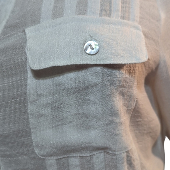 Ruby Rd | Women's Split V-Neck Blouse | White | Size Small Petite - Picture 7 of 11